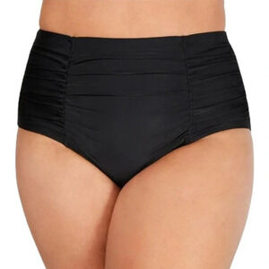 NWT Island Escape Plus Size Swim Bottoms Women's Black High Waist Size 24W